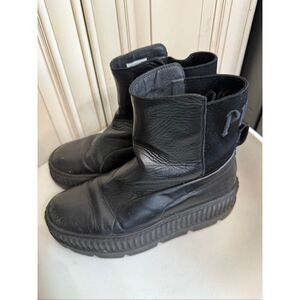 Rihanna Fenty x Puma Women's Leather Slip On Chelsea Sneaker Boots Black Size 8